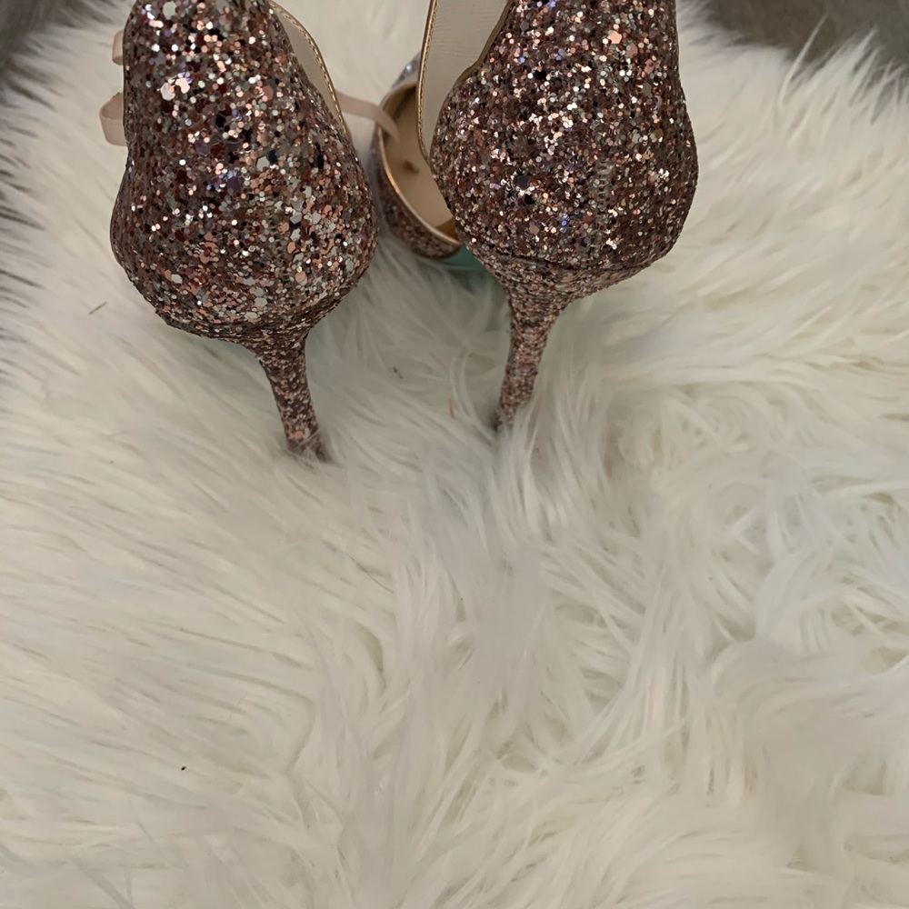 Sparkle tie front high heel pumps.